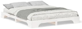 Estrutura de cama de chão com armazenamento Branco 160 x 220 cm
