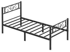 Estrutura de Cama 90 x 190 cm cama individual em metal de fácil montagem Preto