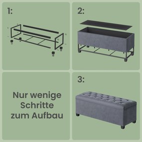 Banco com espaço de arrumação 40 x 110 x 40 cm cinza ardósia