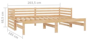 Sofá-cama de puxar 2x(90x200) cm pinho maciço