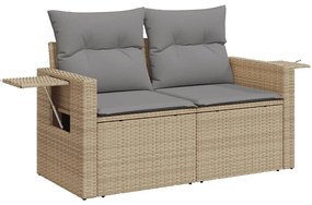 8 pcs conjunto de sofás p/ jardim com almofadões vime PE bege