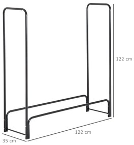 HOMCOM Suporte para Lenhas 122x35x122 cm Porta Lenha de Metal para Ext