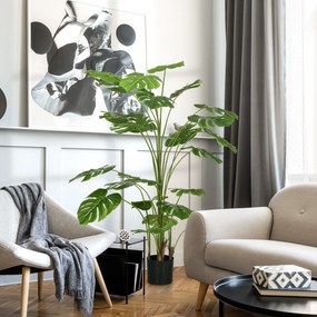Planta artificial, árvore artificial altura 180 cm, Monstera deliciosa com vaso incluído,  para interior, verde