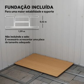 Abrigo de Jardim 213x130x173 Abrigo de Exterior de Aço Galvanizado com Porta Corredeira para Armazenamento Cinza Escuro