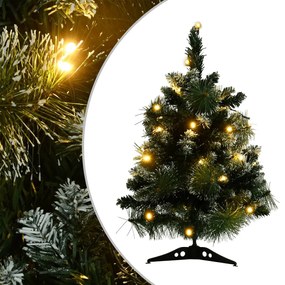 vidaXL Árvore de Natal artificial pré-iluminada + suportes PVC verde