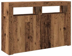 Aparador luzes LED 115,5x30x75 cm deriv. madeira madeira velha