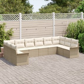 Conjunto de Sofá de Jardim vidaXL com Almofadas Bege Rattan Poly, Sofá