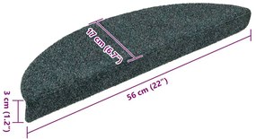 Tapetes de escada adesivos 20 pcs 56x17x3 cm verde