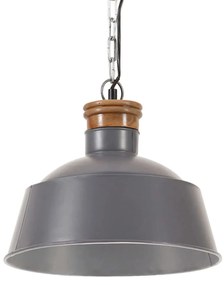 vidaXL Candeeiro suspenso industrial 32 cm E27 cinzento