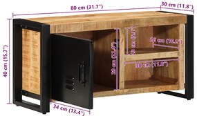 Móvel de TV 80x30x40 cm madeira mangueira áspera maciça