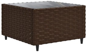 7 pcs conjunto lounge de jardim c/ almofadões vime PE castanho