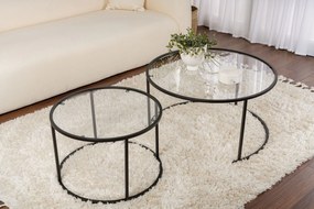 Conjunto de Mesa de Centro "Tavolino Vetro Nero" - Preto - Design Mode