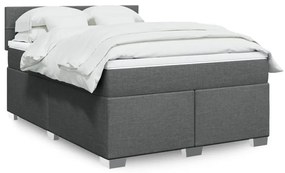 Cama com molas/colchão 140x190 cm tecido cinzento-escuro