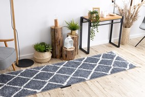 Tapete, Passadeira BERBER CROSS cinzento - para cozinha, ante-sala, corredor