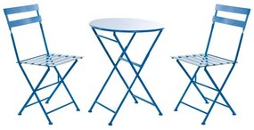 Conjunto de Mesa com 2 Cadeiras Dkd Home Decor Azul Metal (3 Pcs)