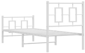 Estrutura de cama com cabeceira e pés 75x190 cm metal branco