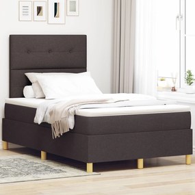 Cama Box Spring com Colchão Marrom Escuro 120x200 cm Tecido