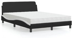 Cama com colchão 140x190 cm couro artificial preto