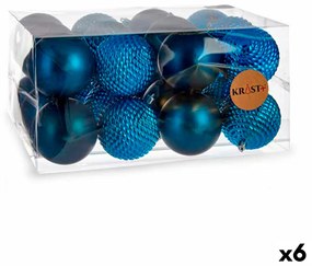 Conjunto de Bolas de Natal Azul Plástico (ø 8 cm) (6 Unidades)