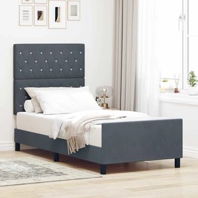 vidaXL Cama Box com cabeceira Cinzento escuro 90 x 190 cm Veludo