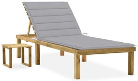 Espreguiçadeira de jardim com mesa e almofadão pinho impregnado