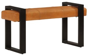 Banco 110 cm couro de cabra genuíno preto e castanho