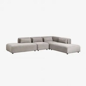 Sofá Modular De Canto Em L De 4 Peças Com Duplo Divã Fogler Bombazina Cinzento Toupeira Claro - Sklum