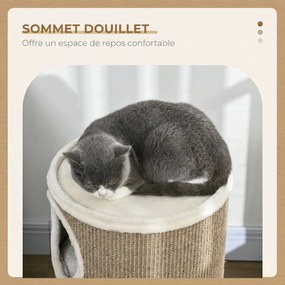Torre para Arranhar para Gato, 38 x 38 x 70 cm, 3 Níveis com Revestimento em Sisal, Castanho