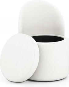 Banco com encosto para Toucador estofada com assento acolchoado Design cilíndrico moderno Branco
