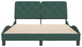 Estrutura de cama c/ cabeceira 140x190 cm veludo verde-escuro