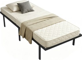 Estrutura de cama 90 x 200 cm com base de metal (COLCHÃO NÃO INCLUIDO), cama individual com espaço de arrumação por baixo, silenciosa, montagem fácil,