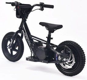Bicicleta eléctrica para crianças RIRIBIKE RTX3 24V (12"), bateria de lítio, motor de 100W, travão de disco, assento ajustável em PU macio Preta