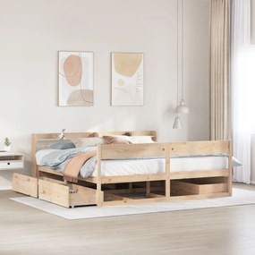 vidaXL Cama sem colchão 200x200 cm madeira de pinho maciça