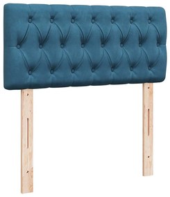 Estrutura cama otomana com colchão azul escuro 90x190cm veludo