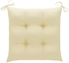 Cadeiras de jardim c/ almofadões branco nata 8 pcs teca maciça