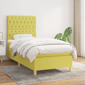 vidaXL Cama com molas/colchão 90x190 cm tecido verde