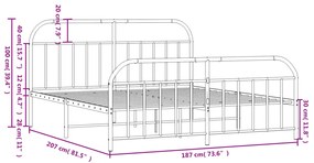 Estrutura de cama com cabeceira e pés 180x200 cm metal branco