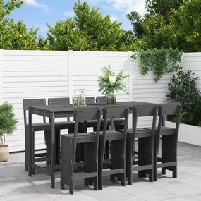 9 pcs conjunto de bar para jardim pinho maciço cinzento