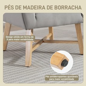 Poltrona de Sala de Estar Poltrona Relax Moderna com Apoio para os Braços Acolchoados Pés de Madeira 67x65x74 cm Cinzento