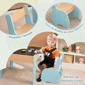 Conjunto de Mesa de Atividades e 2 Cadeiras Infantis, 63,5 x 61,5 x 48 cm, 4 em 1, Azul