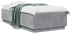 vidaXL Estrutura de cama c/ luzes LED derivados madeira cinza cimento