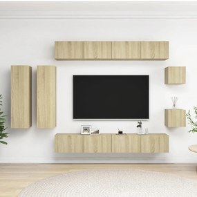 vidaXL 8pcs conjunto de móveis de TV derivados madeira carvalho sonoma