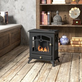 Lareira de Bioetanol com Depósito de 0,9 L Tempo de Combustão 3H para Interiores 20-25 m² 45x28x54 cm Preto