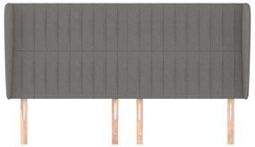 Cabeceira cama c/ abas tecido 163x23x118/128 cm cinzento-escuro