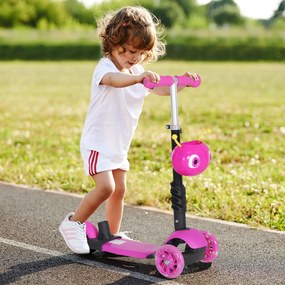 Trotinete 5 em 1 para Crianças com 3 Rodas Assento Removível e Guiador Ajustável Carga Máxima 50 kg 62x25x72,5 cm Rosa