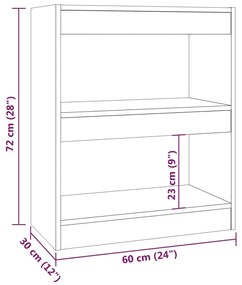 Estante/divisória 60x30x72 cm cor sonoma cinza