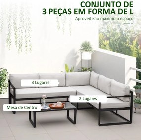 Conjunto de Jardim Jamilla - 2 Sofás e 1 Mesa de Centro - Design Moder