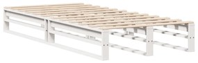 Cama com estante sem colchão 90x200 cm madeira maciça branco