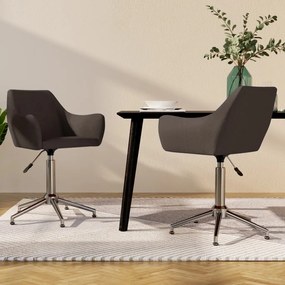vidaXL Cadeiras de jantar giratórias 2 pcs tecido castanho-escuro