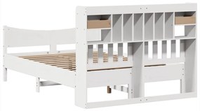 Cama sem colchão 140x190 cm madeira de pinho maciça branco